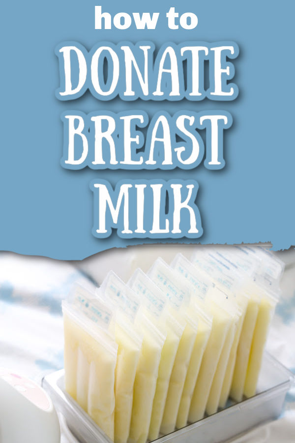 Frozen breast milk stacked in a container with text overlay How to Donate Breast Milk