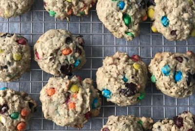 Lactation cookies cooling on a wire rack