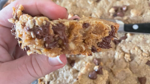 Peanut Butter Chocolate Chip Lactation Cookie Bars - Exclusive Pumping