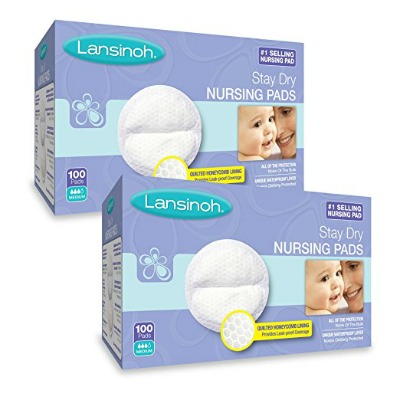 Two boxes of Lansinoh Breast Pads on a white background