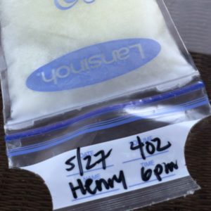 Labeled Breast Milk Bag with Date, Amount and Child's Name