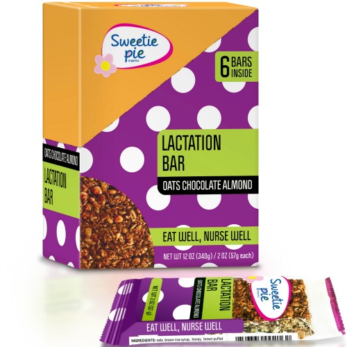 Box of chocolate lactation bars on a white background