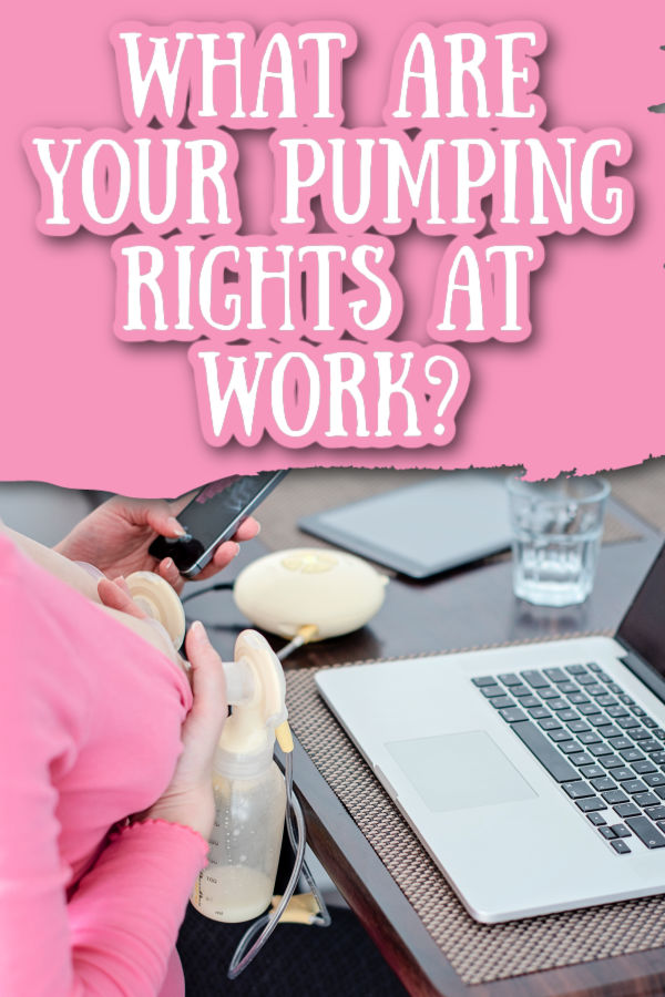 Woman pumping breast milk while working on a laptop with text overlay What are your pumping rights at work?