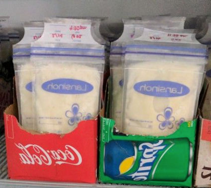 soda boxes full of breast milk bags