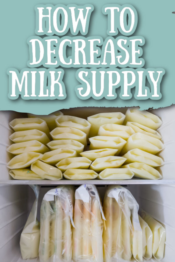 freezer full of frozen breast milk with text overlay How to Decrease Milk Supply