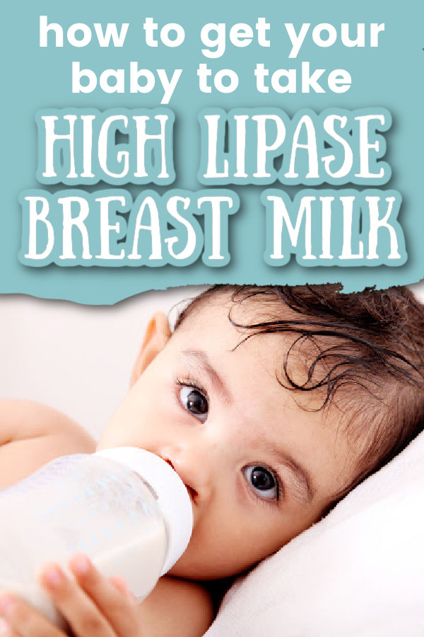baby drinking a bottle with text overlay How to Get Your Baby to Take High Lipase Breast Milk