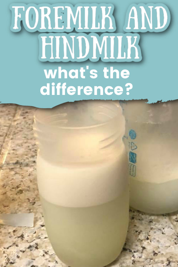 Bottle of breastmilk with a visible hindmilk layer on top of the foremilk with text overlay Foremilk and Hindmilk - what's the difference? foremilk/hindmilk imbalance