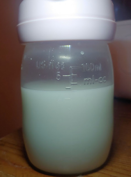 Blue Breastmilk: Blue breast milk in a bottle