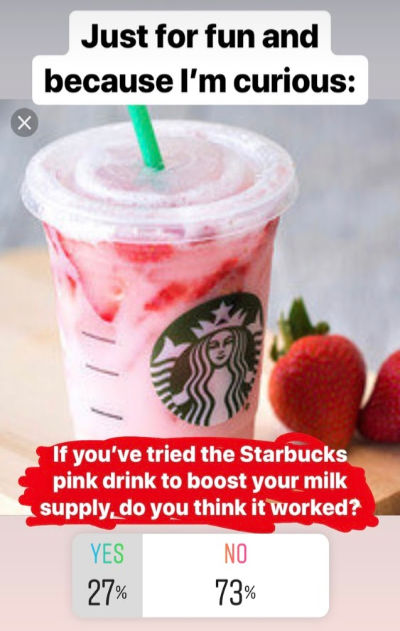 Does the Pink Drink from Starbucks Increase Milk Supply? 27% yes