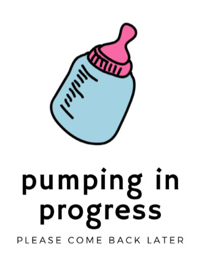 blue and pink bottle PUMPING IN PROGRESS please come back later