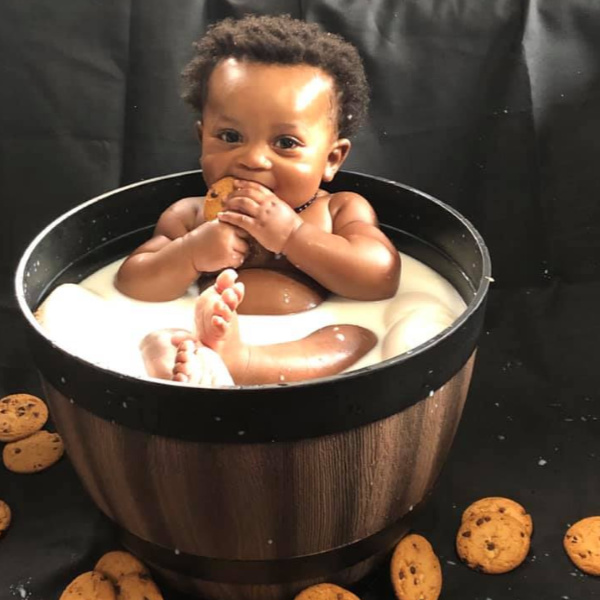 Baby in Breast Milk Bath