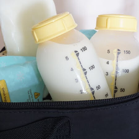 breast milk bottles in coolers