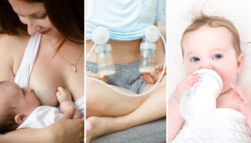 three steps of triple feeding - nurse, pump, and bottle feeding