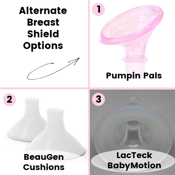 Alternate Breast Shield Options - Pumpin Pals, BeauGen Cushion, LacTeck BabyMotion