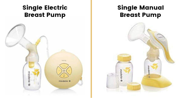 Single breast pumps - Medela Swing single electric breast pump and Medela Harmony single manual breast pump
