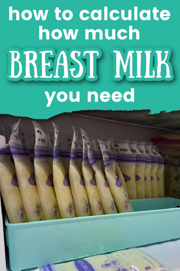 Frozen breast milk in a freezer with text overlay How to Calculate How Much breast milk you need