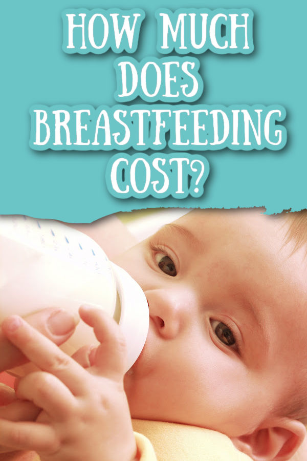 baby drinking a bottle with text overlay how much does breastfeeding cost