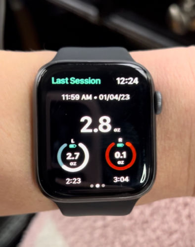 Willow Go app on apple smart watch