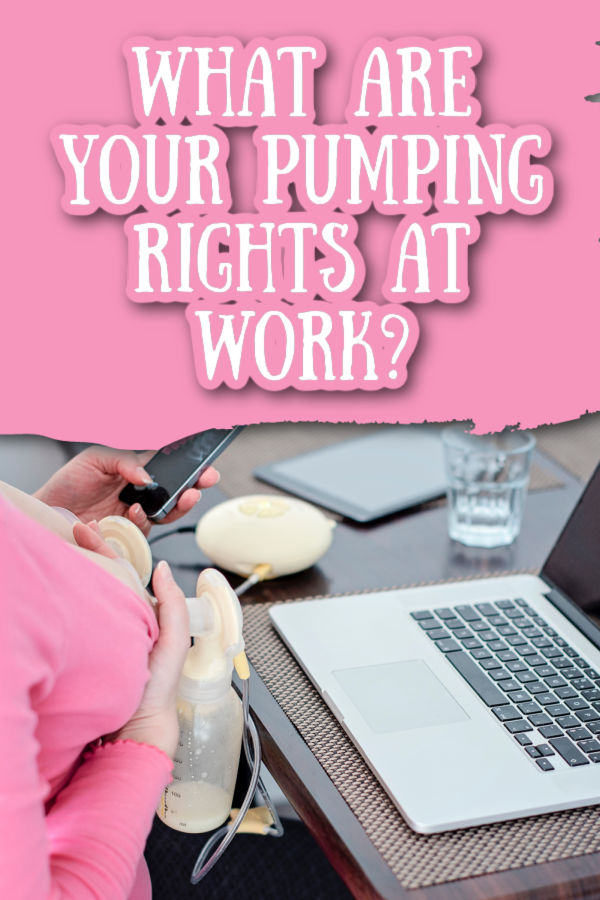 woman working on laptop while pumping with text overlay what are your pumping rights at work?