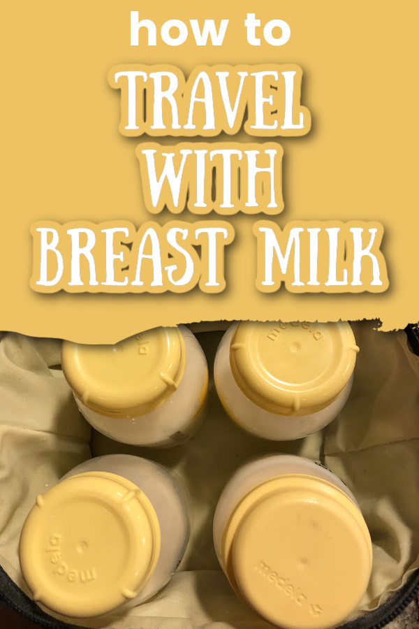 breast milk cooler with overlay text How to Travel with Breast Milk