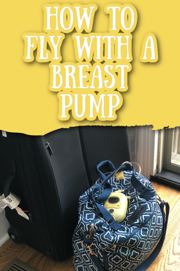 breast pump with breast pump bag and suitcase with text overlay how to fly with a breast pump breast pump on a plane
