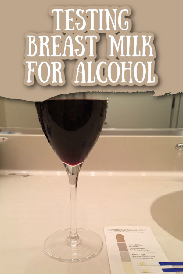 wine glass with milkscreen test and text overlay testing breast milk for alcohol