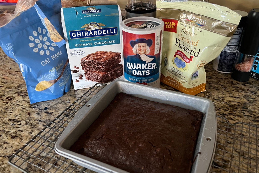 lactation brownies with oatmeal, flaxseed, and brewer's yeast