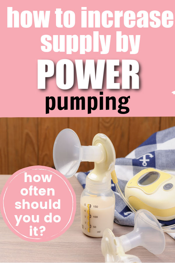 breast pump on a table with text overlay how to increase supply by power pumping