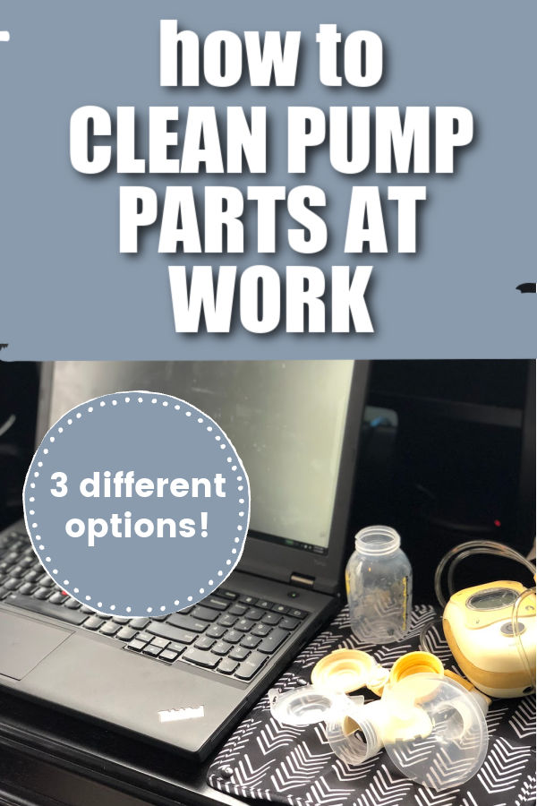 pump parts with a laptop with text overlay how to clean pump parts at work