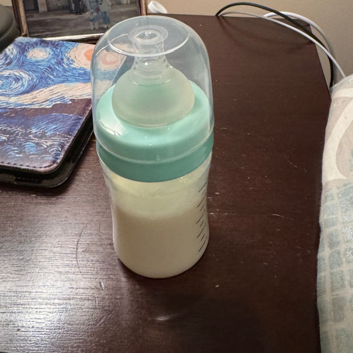 bottle of milk on nightstand