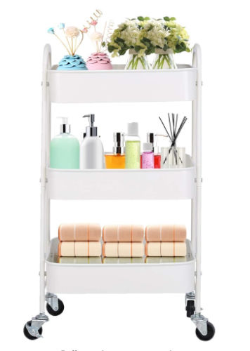white rolling cart