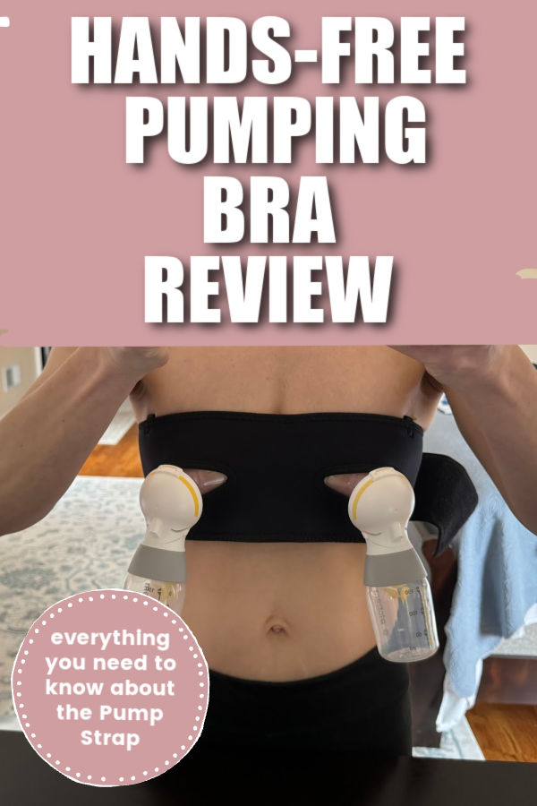 woman wearing a pump strap hands-free pumping bra pump strap