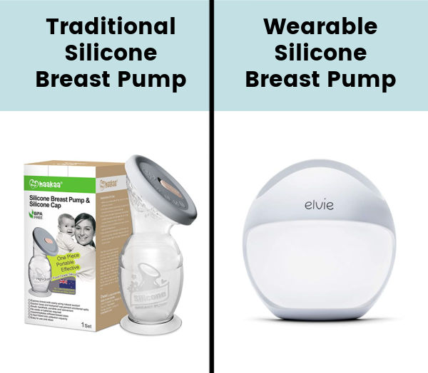 Traditional silicone breast pump vs wearable breast pump
