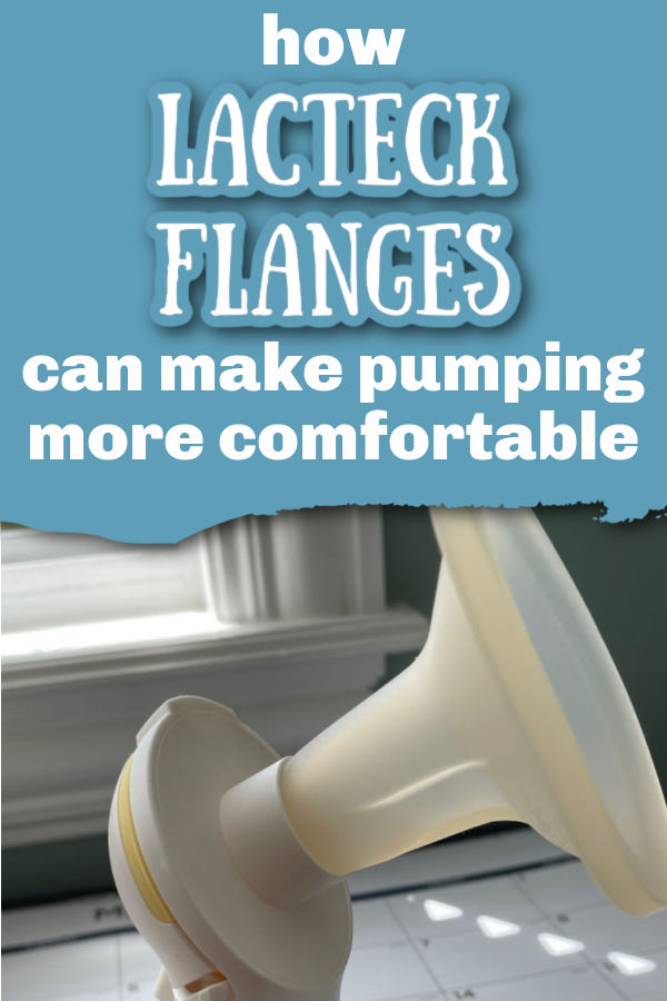 LacTeck BabyMotion Flange in Medela pump parts with text overlay How LacTeck Flanges Can Make Pumping More Comfortable 