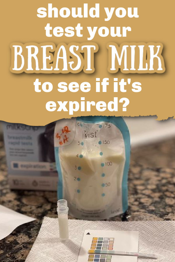 Kiinde bag of breast milk with box of Milk Strips in the background and test sample and pad in the foreground with text overlay Should You Test Your Breast Milk to See if It's Expired?