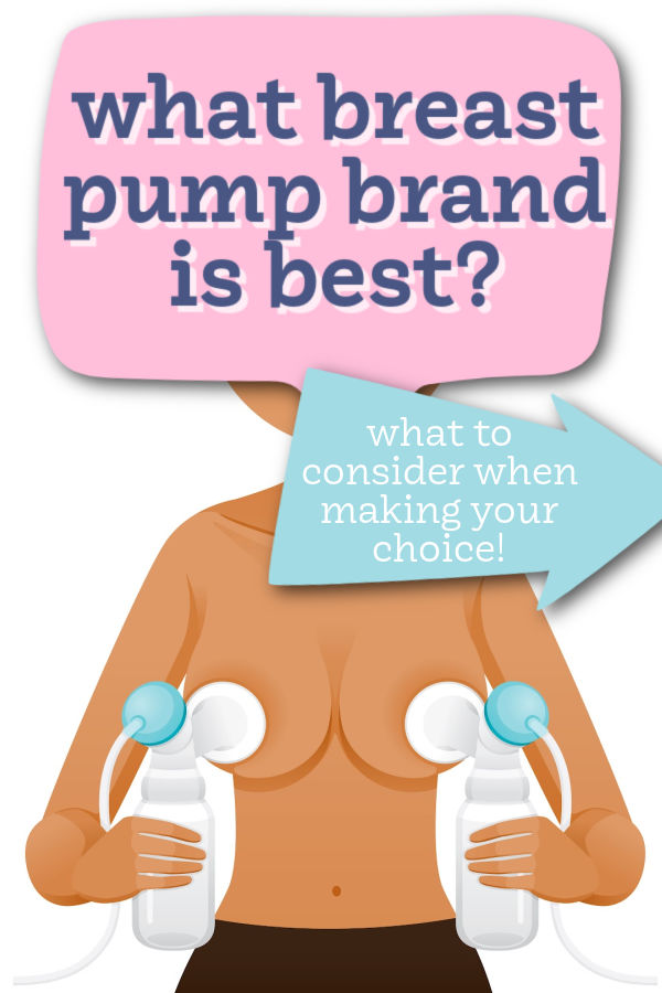 Illustration of woman using a double electric breast pump, hold the flanges to her breasts with text overlay What breast pump brand is breast? What to consider when making your choice!